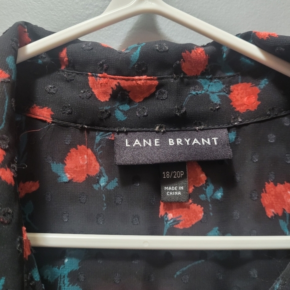 Lane Bryant Black Floral Sheer Button Up Shirt - Picture 3 of 8